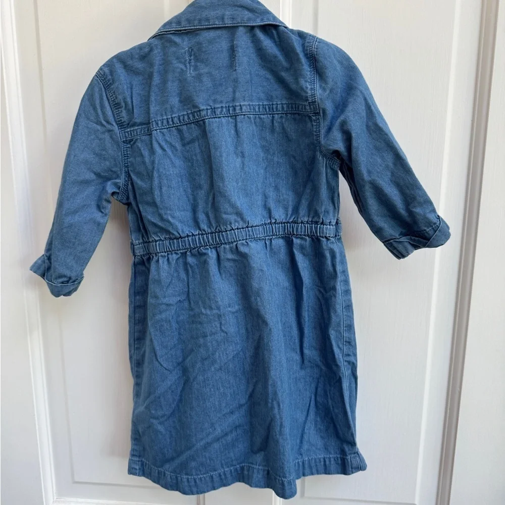 Old Navy 3T Girls Blue Denim Long Sleeve Button Down Kids Dress